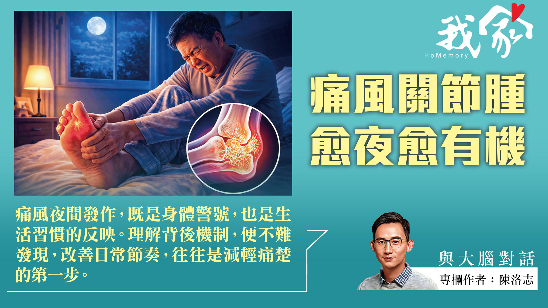 陳洛志──痛風關節腫  愈夜愈有機